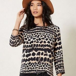 Anthropologie Silk Leopard Blouse by Maeve